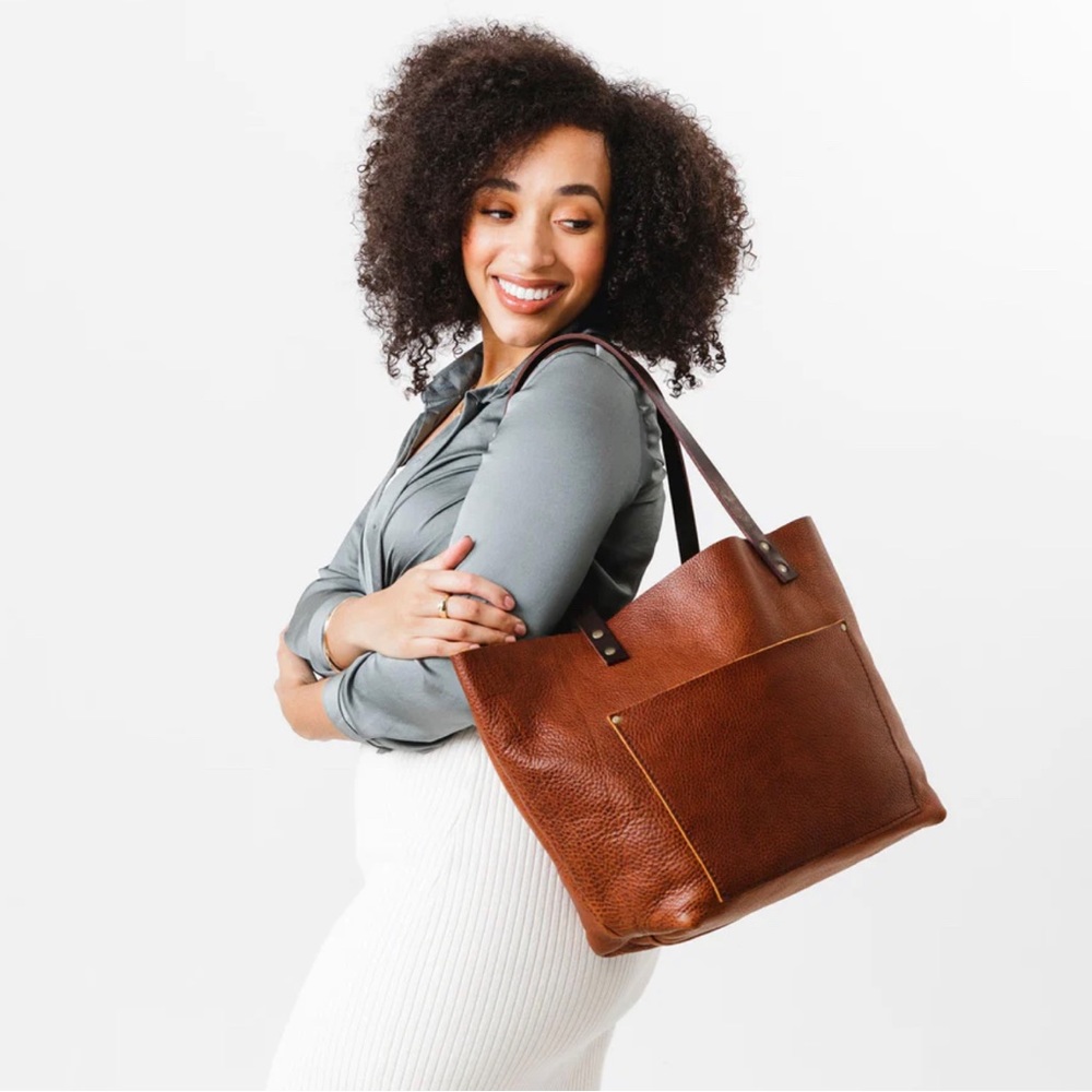 Portland leather company medium tote bag in nutmeg